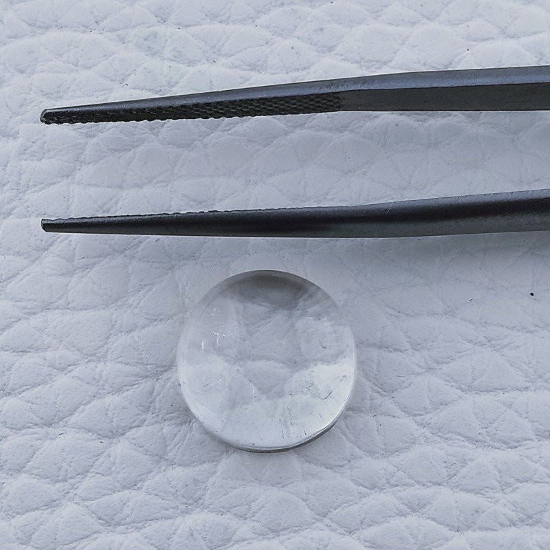 Cristallo Di Rocca Naturale Forma Tondo Piatto Cabochon Liscio Fatto a Mano 11X11X5mm 5,95 Carati 1pz