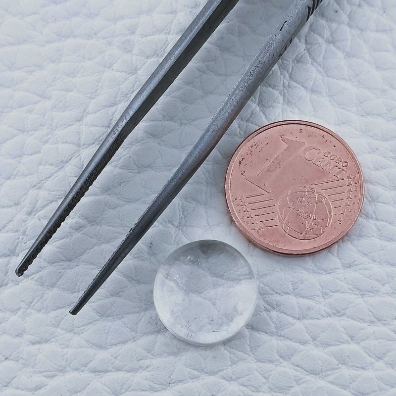 Cristallo Di Rocca Naturale Forma Tondo Piatto Cabochon Liscio Fatto a Mano 11X11X5mm 5,95 Carati 1pz