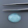 Calcedonio Verde Acqua Naturale Forma Ovale Piatto Cabochon Sfacettato Fatto a Mano 17X13X5mm 7,50 Carati 1pz