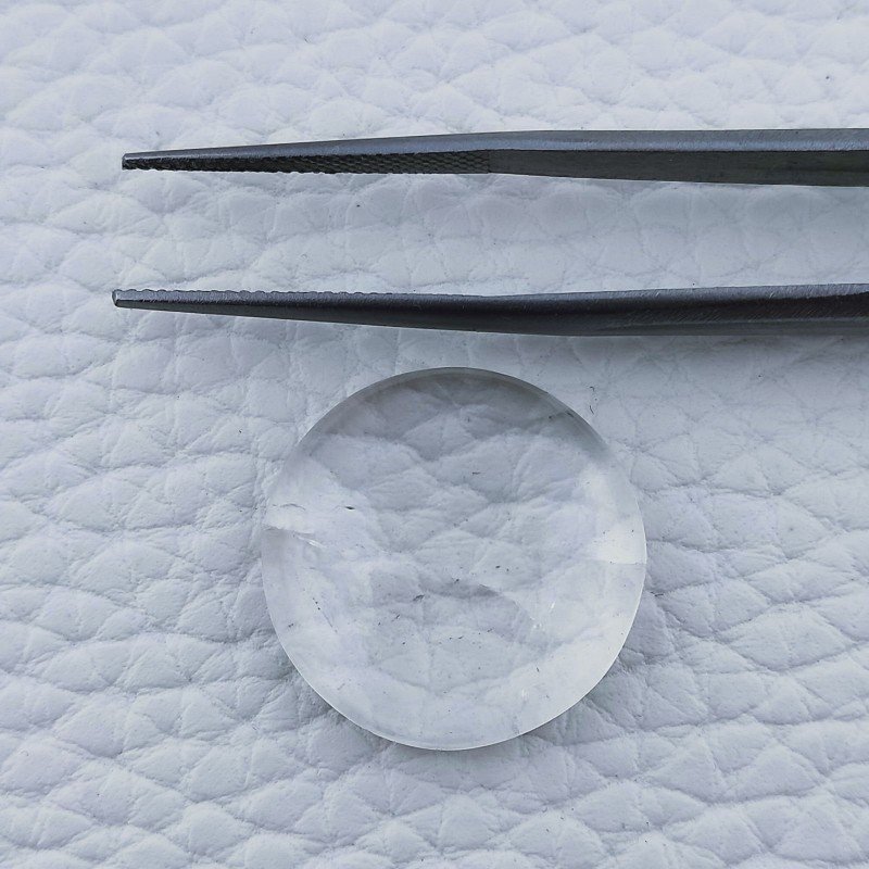 Cristallo Di Rocca Naturale Forma Tondo Piatto Cabochon Liscio Fatto a Mano 20X20X6mm 20,65 Carati 1pz