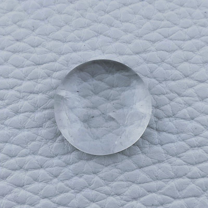 Cristallo Di Rocca Naturale Forma Tondo Piatto Cabochon Liscio Fatto a Mano 20X20X6mm 20,65 Carati 1pz