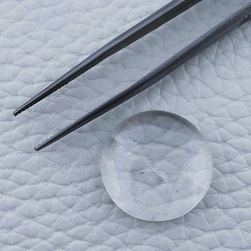 Cristallo Di Rocca Naturale Forma Tondo Piatto Cabochon Liscio Fatto a Mano 20X20X6mm 20,65 Carati 1pz