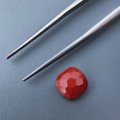 Diaspro Rosso Quadrata Briolette Sfaccettato A Mano 8X8X5mm 2,45CT