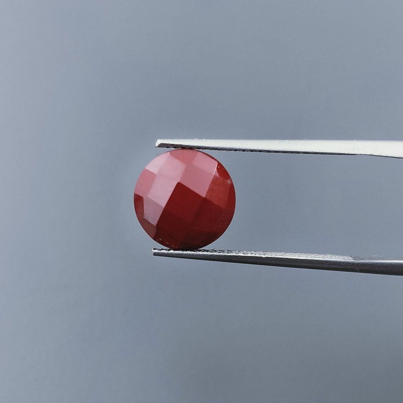Diaspro Rosso Tondo Briolette Sfaccettato A Mano 10X10X5mm 3,50CT