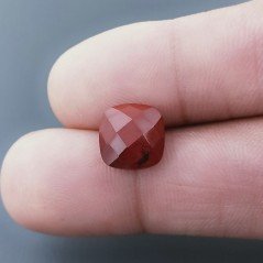 Diaspro Rosso Quadrata Briolette Sfaccettato A Mano 10X10X5mm 4,10CT