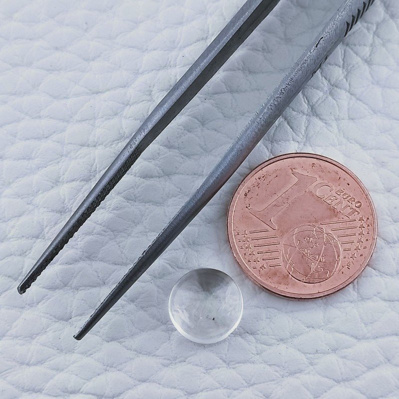 Cristallo Di Rocca Naturale Forma Tondo Piatto Cabochon Liscio Fatto a Mano 8X8X4mm 2,20 Carati 1pz