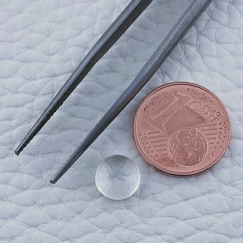 Cristallo Di Rocca Naturale Forma Tondo Piatto Cabochon Liscio Fatto a Mano 7X7X4mm 1,50 Carati 1pz