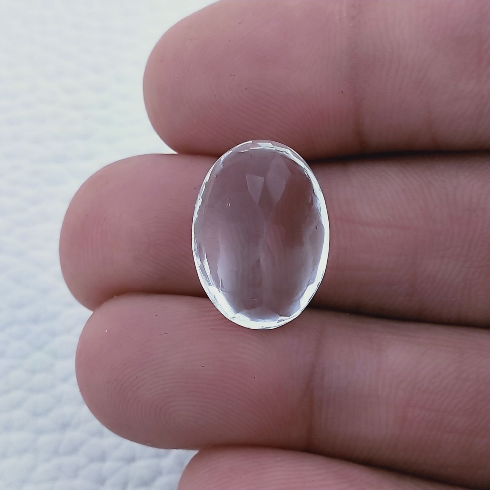 Cristallo Di Rocca Naturale Taglio Ovale Liscio-Sfaccettata a Mano Gemma Sciolta 17X13X9mm 12,00 Carati 1pz