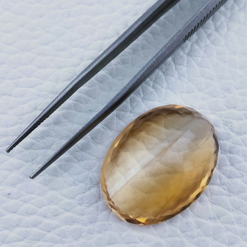Gemma Sciolta di Quarzo Citrino Naturale, Taglio Ovale Sfaccettato a Mano, 21x28 mm, 39,50 ct