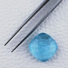 Topazio Azzurro Blu Svizzero Idrotermale Forma Cuscino Piatto Cabochon Sfaccettata Fatto a Mano 19X19X9mm 24,50 Carati 1pz