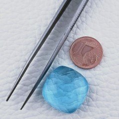 Topazio Azzurro Blu Svizzero Idrotermale Forma Cuscino Piatto Cabochon Sfaccettata Fatto a Mano 19X19X9mm 24,50 Carati 1pz