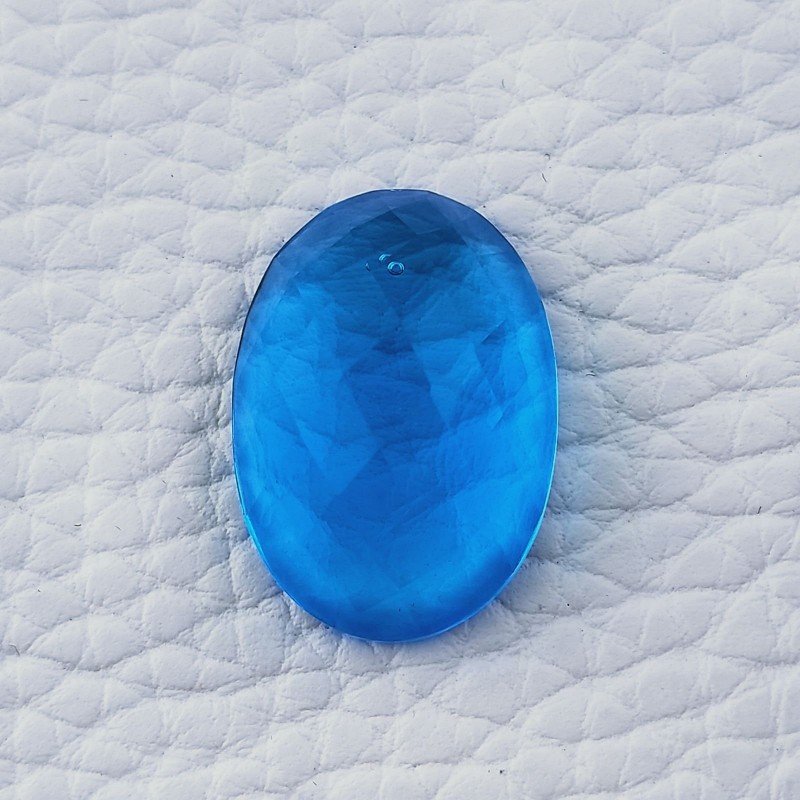 Topazio Azzurro Idrotermale Forma Ovale Piatto Cabochon Sfaccettata Fatto a Mano 22X16X8mm 20,20 Carati 1pz