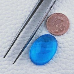 Topazio Azzurro Idrotermale Forma Ovale Piatto Cabochon Sfaccettata Fatto a Mano 22X16X8mm 20,20 Carati 1pz