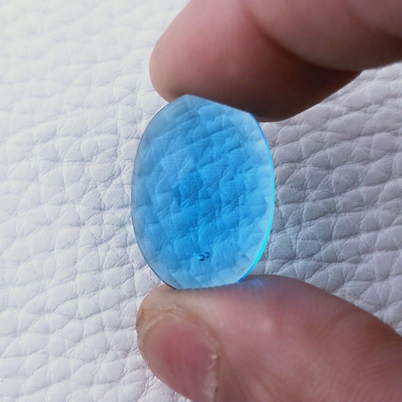 Topazio Azzurro Idrotermale Forma Ovale Piatto Cabochon Sfaccettata Fatto a Mano 22X16X8mm 20,20 Carati 1pz