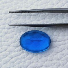 Topazio Azzurro Blu Svizzero Idrotermale Taglio Cupola Ovale Sfaccettata a Mano Gemma Sciolta 17X12X7mm 10,40 Carati 1pz