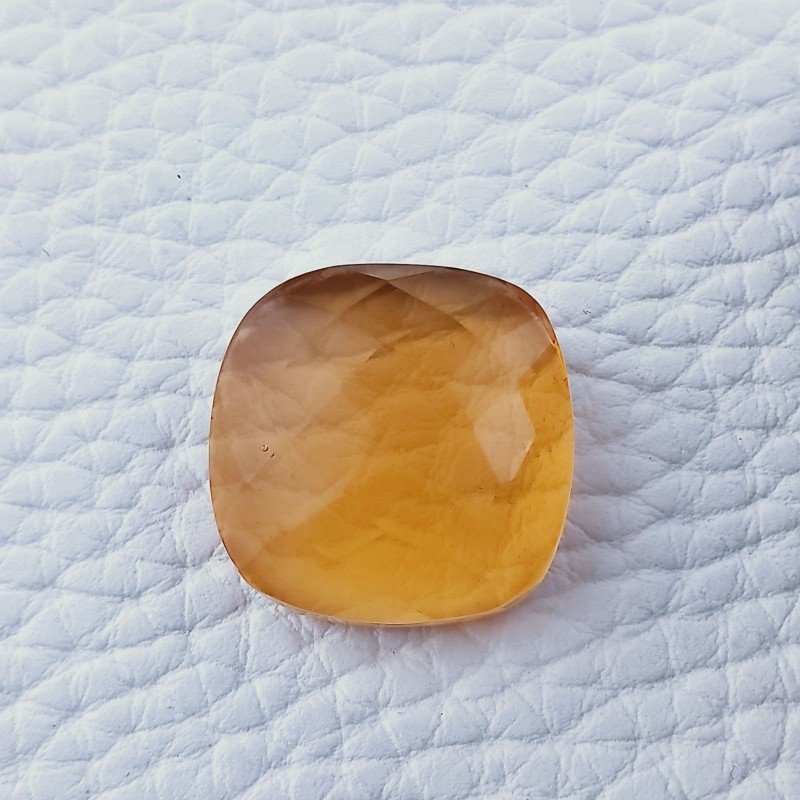 Topazio Citrino Idrotermale Forma Cuscino Piatto Cabochon Sfaccettata Fatto a Mano 19X19X8mm 27,00 Carati 1pz