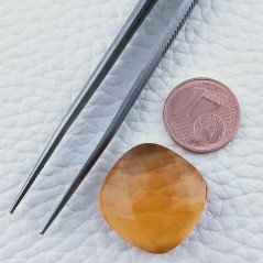 Topazio Citrino Idrotermale Forma Cuscino Piatto Cabochon Sfaccettata Fatto a Mano 19X19X8mm 27,00 Carati 1pz