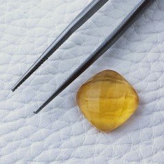 Topazio Citrino Idrotermale Forma Cuscino Piatto Cabochon Sfaccettata Fatto a Mano 13X13X6mm 7,60 Carati 1pz