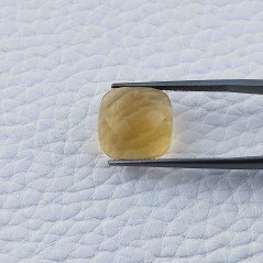 Topazio Citrino Idrotermale Forma Cuscino Piatto Cabochon Sfaccettata Fatto a Mano 13X13X6mm 7,60 Carati 1pz