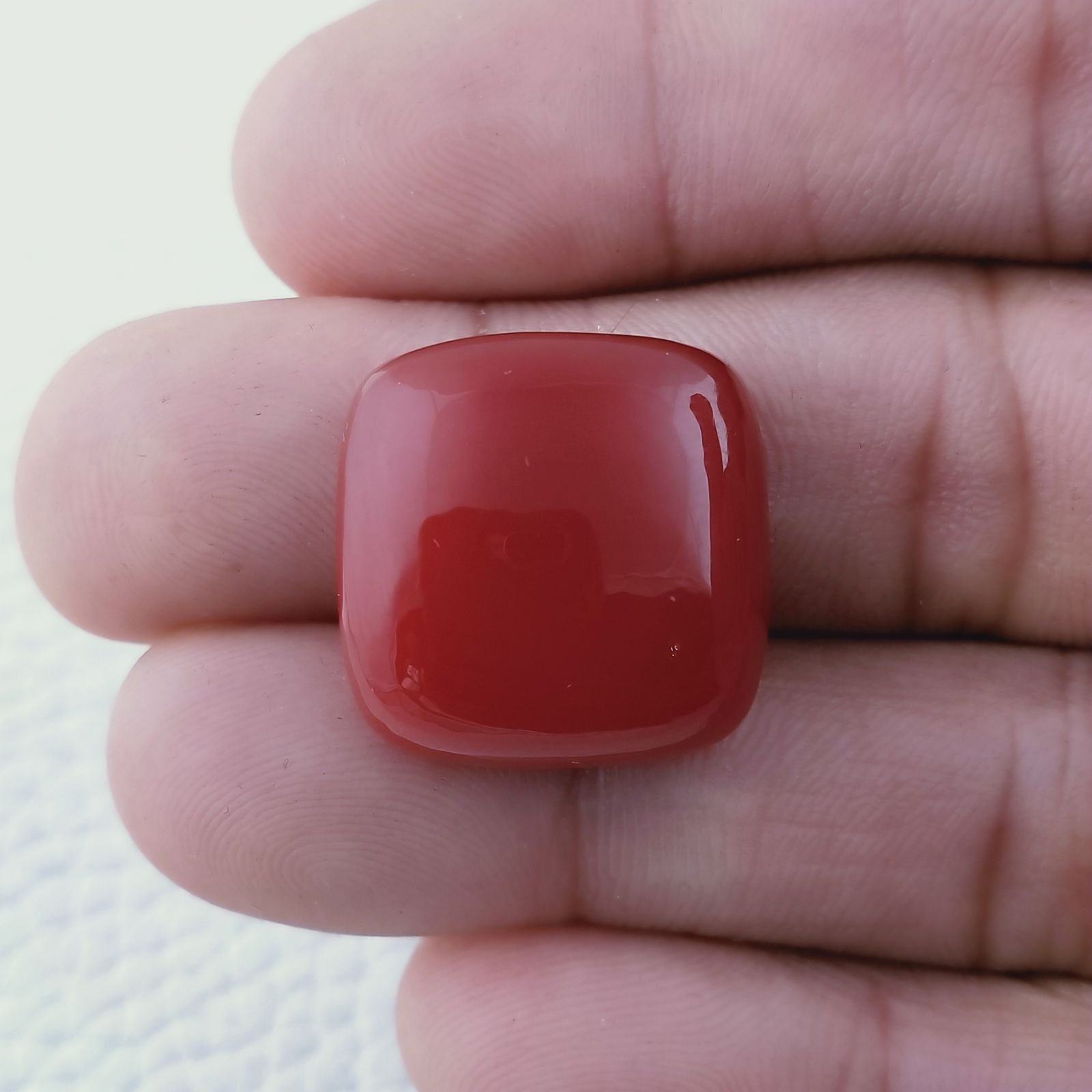 Quarzo Rubino Idrotermale Forma Cuscino Piatto Cabochon Sfacettato Fatto a Mano 20X20X9mm 34,65 Carati 1pz