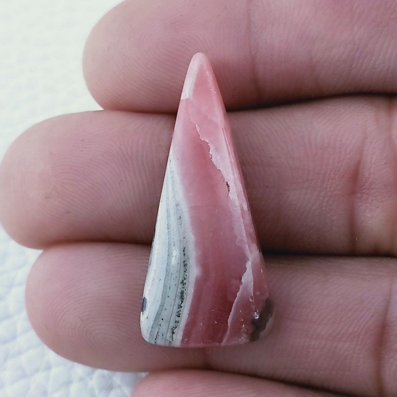 Rodocrosite Naturale Forma Triangolare Piatto Cabochon Liscio Fatto a Mano 25x12mm 5,80gm 1pz