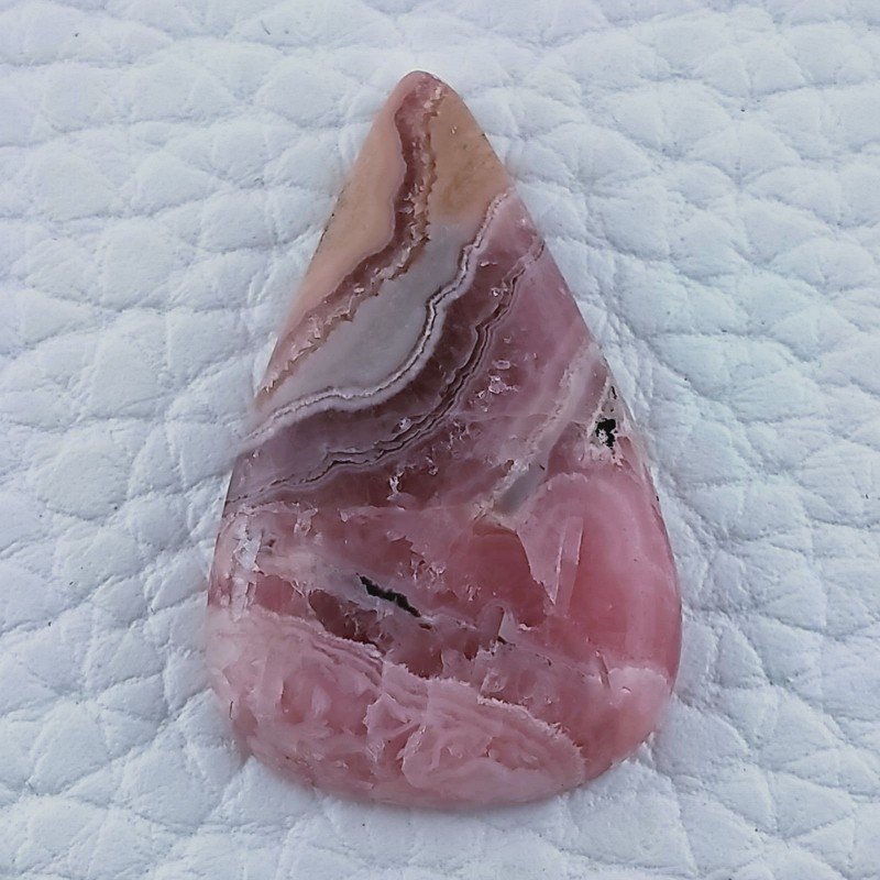 Rodocrosite Naturale Forma Goccia Piatto Cabochon Liscio Fatto a Mano28X17mm 4.95gm 1pz