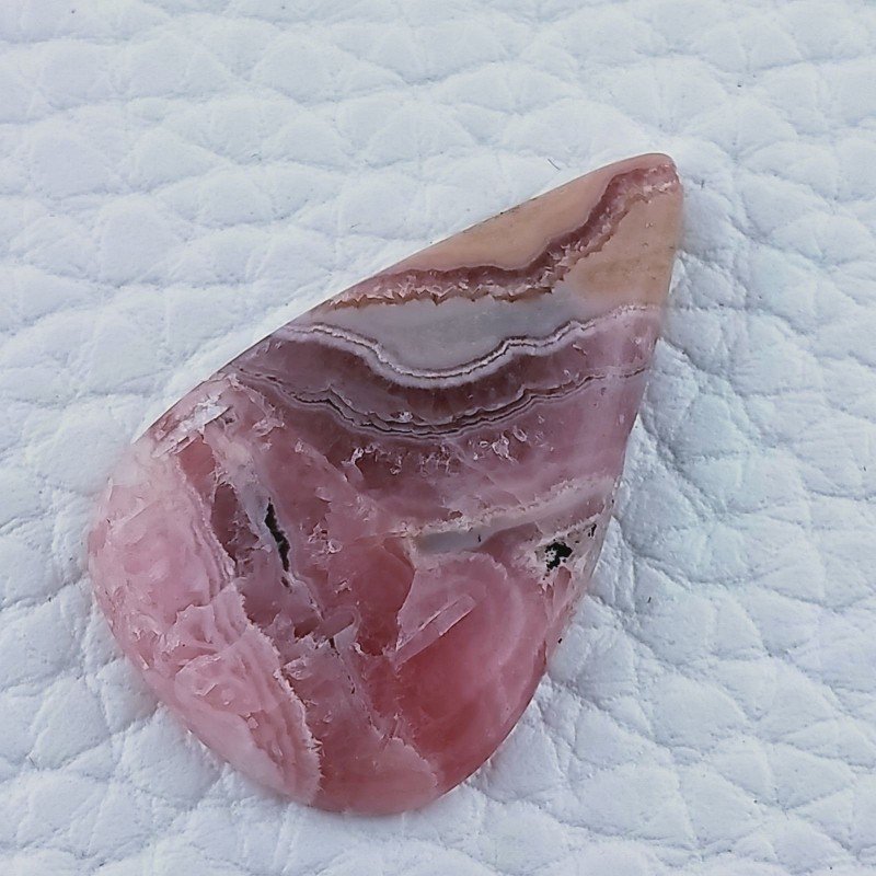 Rodocrosite Naturale Forma Goccia Piatto Cabochon Liscio Fatto a Mano28X17mm 4.95gm 1pz