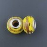 Perlina foro largo fascia d'oro su pietra gialla 13.5x8.5mm 1pz