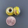Perlina foro largo fascia d'oro su pietra gialla 13.5x8.5mm 1pz