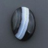 Onice Nera Naturale Striata Forma Ovale Piatto Cabochon Liscio Fatto a Mano 13X18X6mm 10,50 Carati 1pz