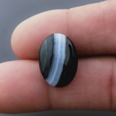 Onice Nera Naturale Striata Forma Ovale Piatto Cabochon Liscio Fatto a Mano 13X18X6mm 10,50 Carati 1pz Onice Nera Naturale Striata Forma Ovale Piatto Cabochon Liscio Fatto a Mano 13X18X6mm 10,50 Carati 1pz