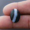 Onice Nera Naturale Striata Forma Ovale Piatto Cabochon Liscio Fatto a Mano 13X18X6mm 10,50 Carati 1pz