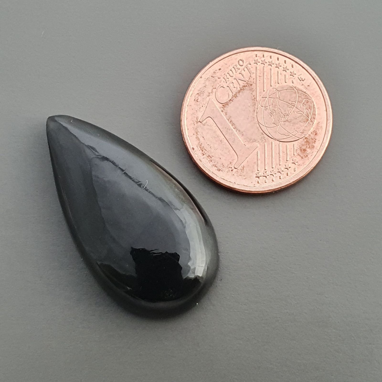 Ossidiana Arcobaleno Sheen Forma Goccia Piatto Cabochon Liscio Fatto a Mano 26X14X5mm 2,73gm 1pz