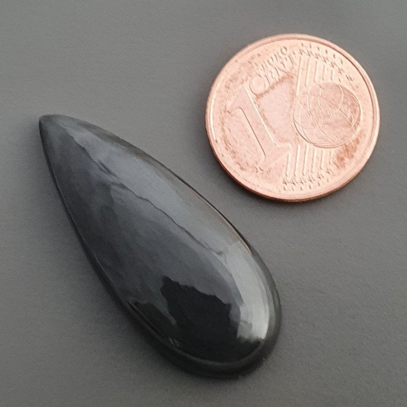 Cabochon di Ossidiana Arcobaleno Sheen Goccia, Piatto e Liscio, 31x13x6 mm, 3,16 g, Fatto a Mano