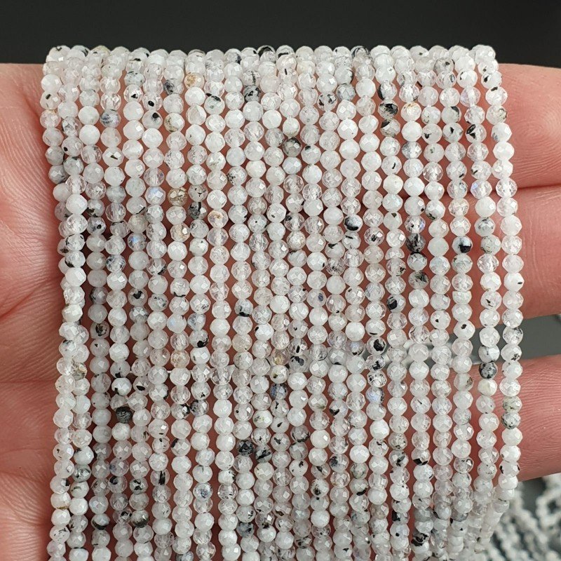 Labradorite Bianco Naturale Forma Tondo Taglia Diamante, Micro Sfaccettato Machine Cut 2,60mm