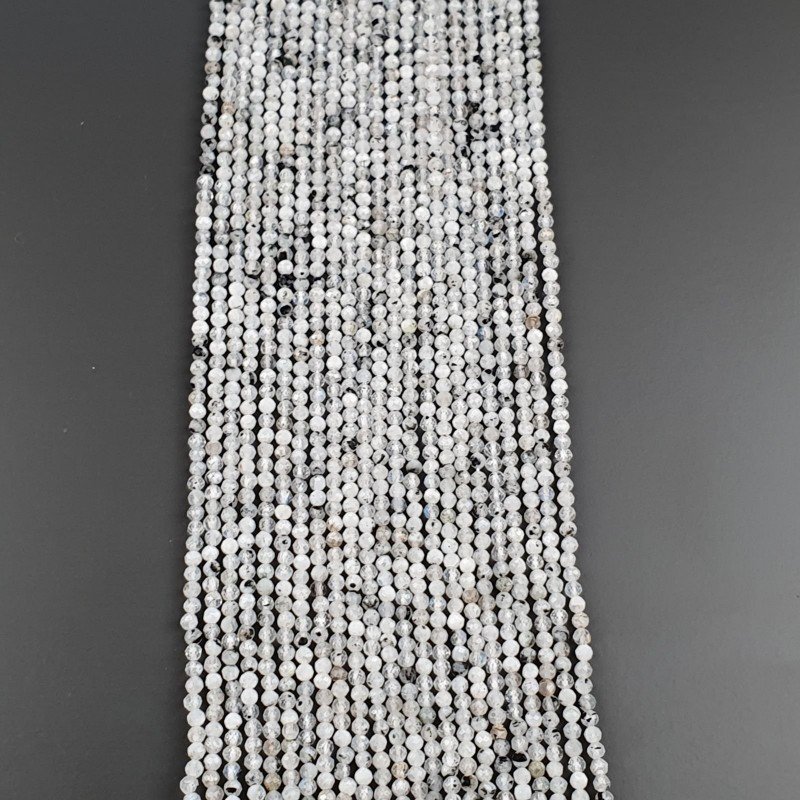 Labradorite Bianco Naturale Forma Tondo Taglia Diamante, Micro Sfaccettato Machine Cut 2,60mm