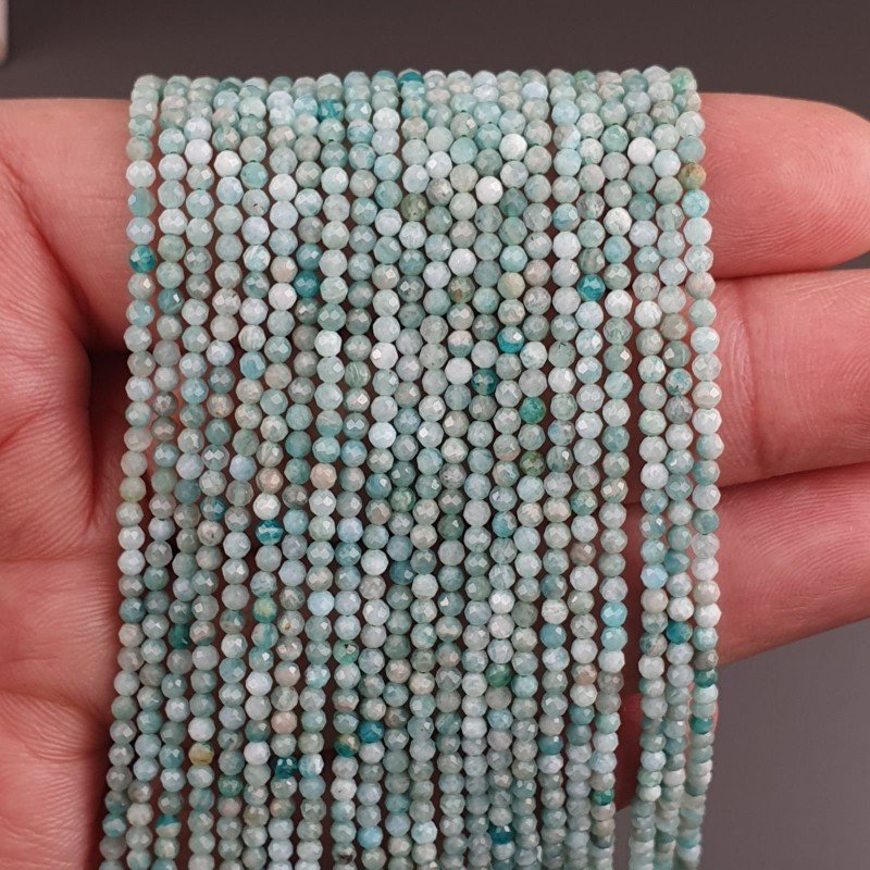 Amazzonite Naturale Forma Tondo Taglia Diamante, Micro Sfaccettato Machine Cut 2,40mm