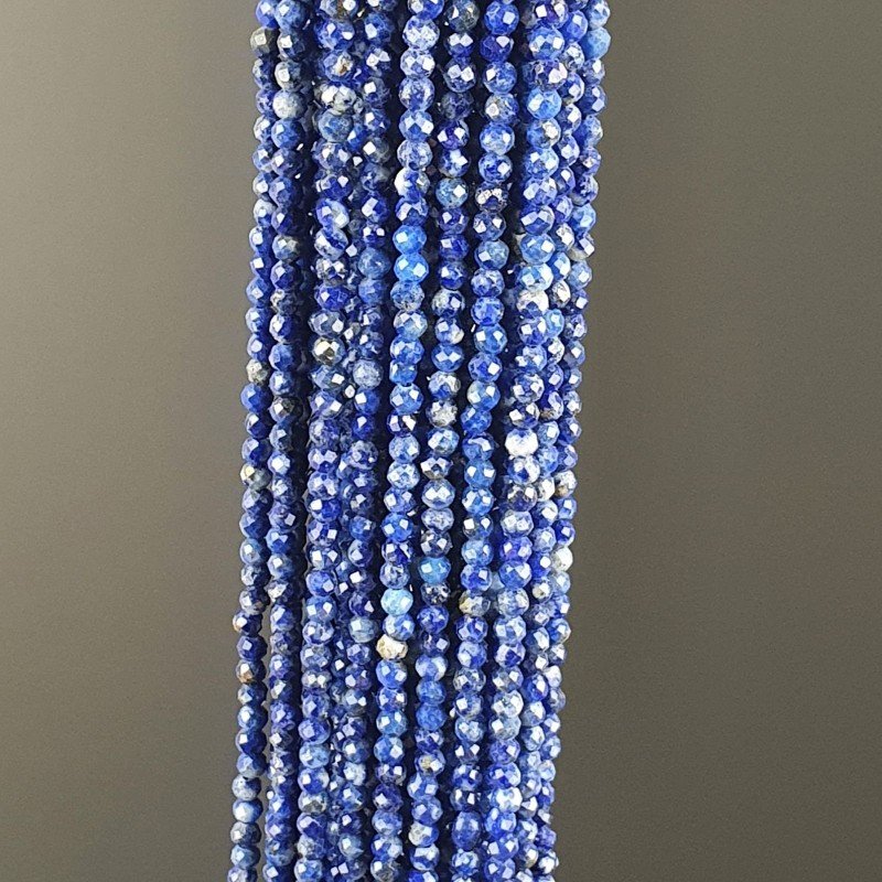 Lapis Lazuli Naturale Forma Tondo Taglia Diamante, Micro Sfaccettato Machine Cut 2,2mm