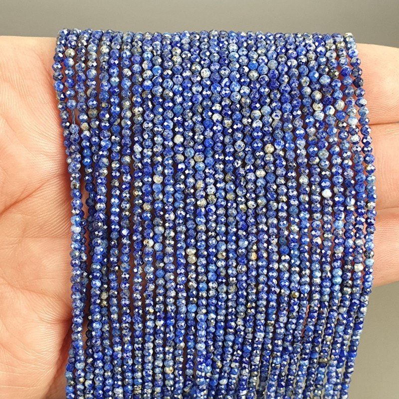 Lapis Lazuli Naturale Forma Tondo Taglia Diamante, Micro Sfaccettato Machine Cut 2,2mm