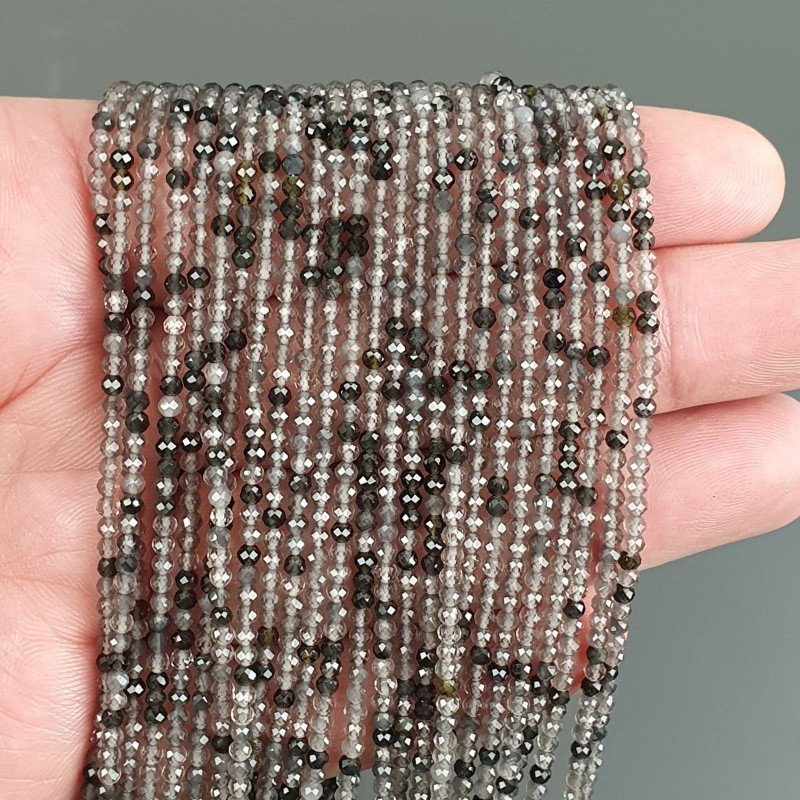 Quarzo Fume Multicolore Naturale Forma Tondo Taglia Diamante, Micro Sfaccettato Machine Cut 2,55mm