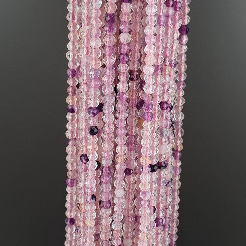 Fluorite Viola Multicolore Naturale Forma Tondo Taglia Diamante, Micro Sfaccettato Machine Cut 02mm