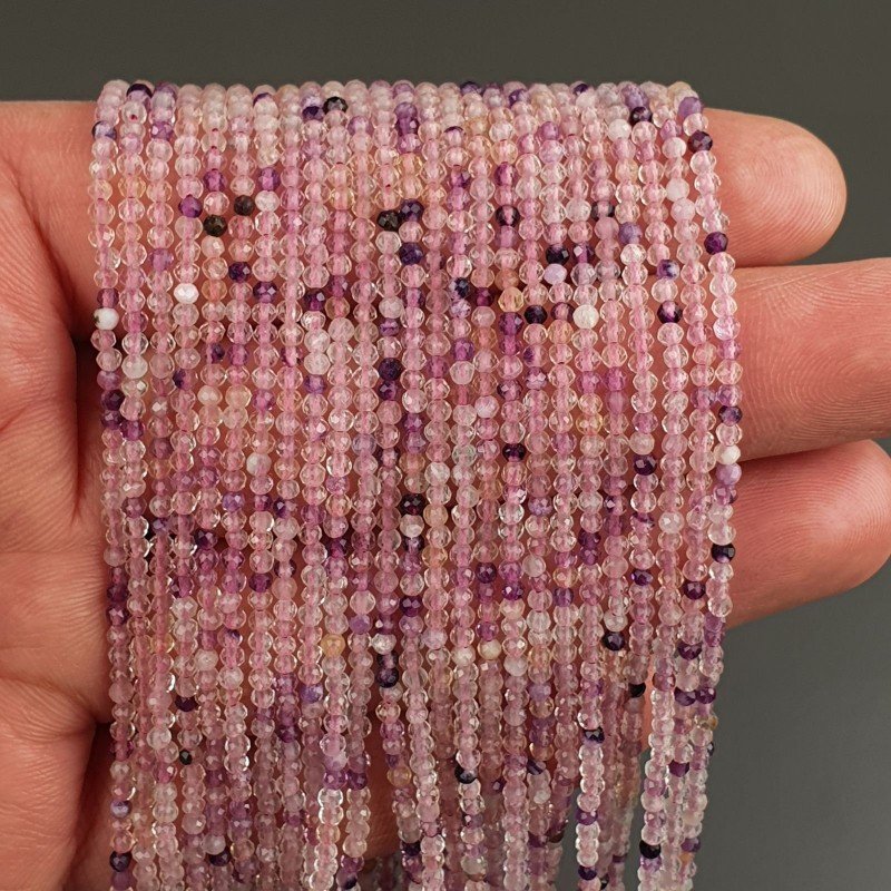 Fluorite Viola Multicolore Naturale Forma Tondo Taglia Diamante, Micro Sfaccettato Machine Cut 02mm