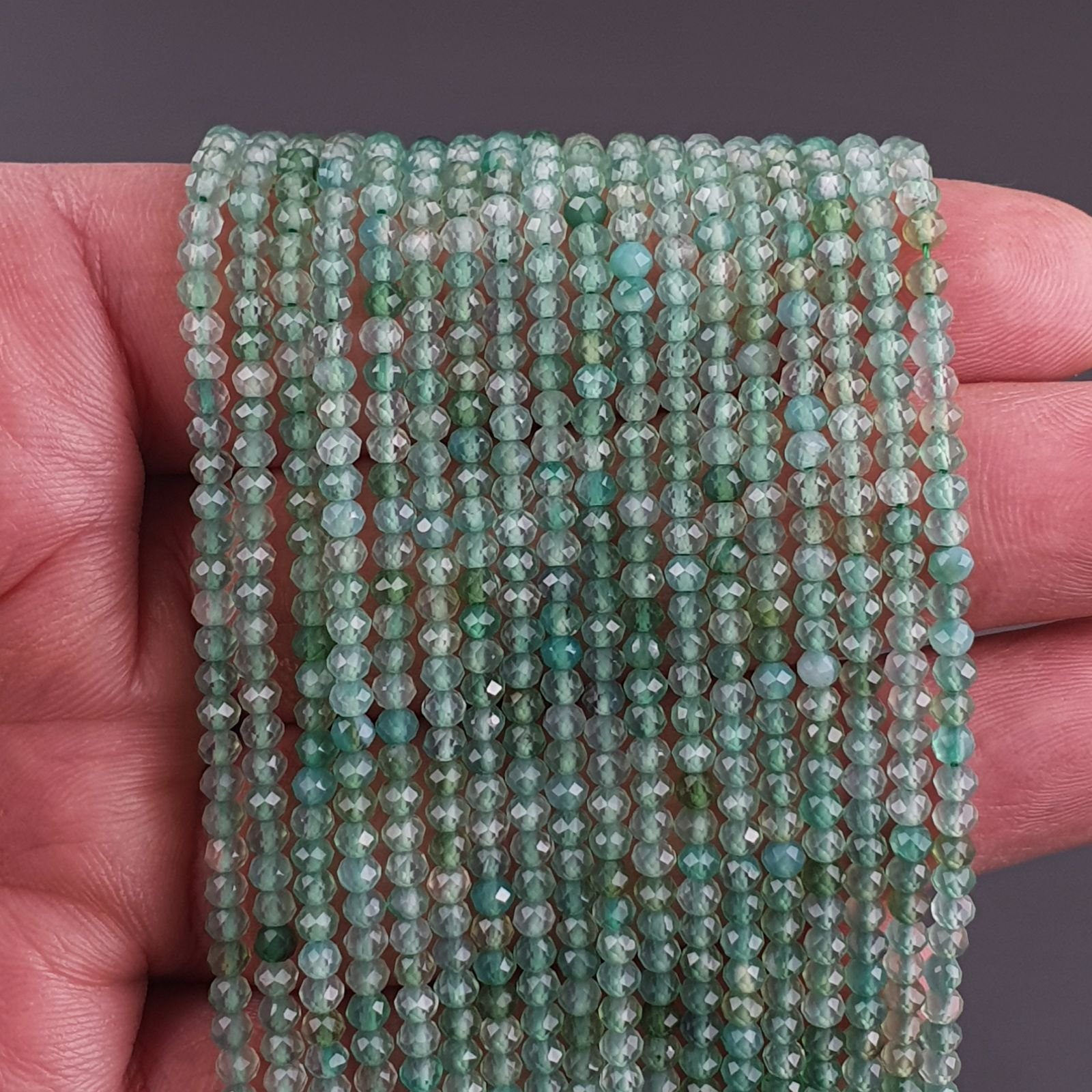 Avventurina Verde Naturale Forma Tondo Taglia Diamante, Micro Sfaccettato Machine Cut 03mm