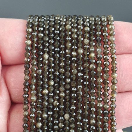 Ossidiana Naturale Forma Tondo Taglia Diamante, Micro Sfaccettato Machine Cut 03mm