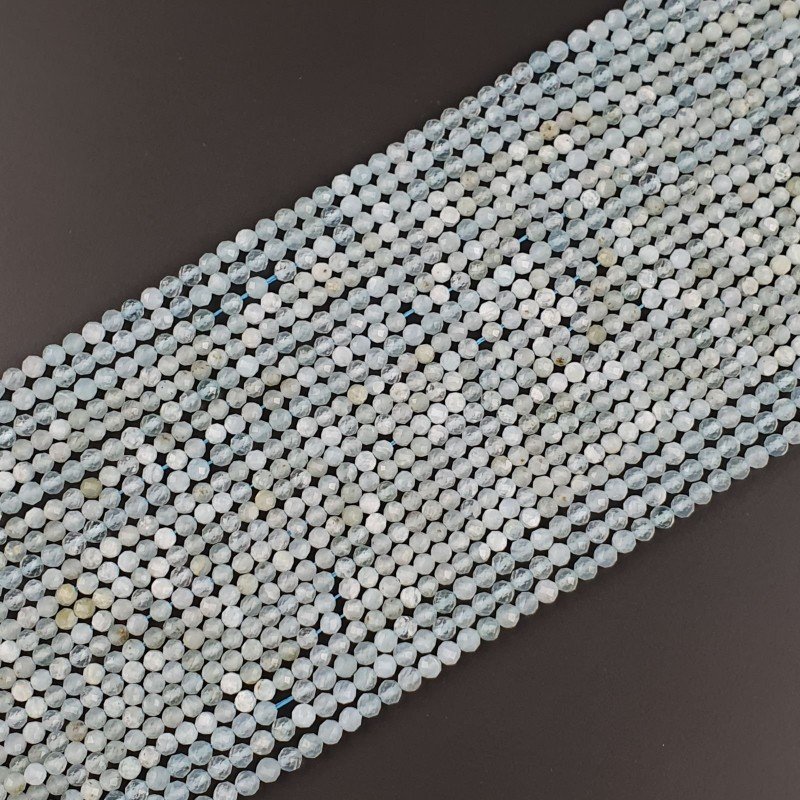 Acquamarina Latte Naturale Forma Tondo Taglia Diamante, Micro Sfaccettato Machine Cut 3,30mm