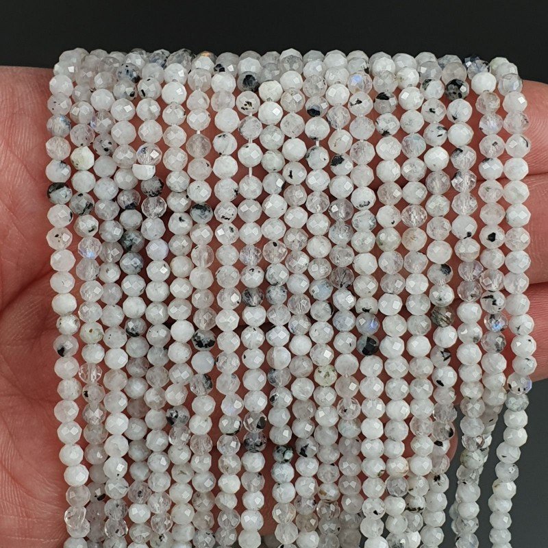 Labradorite Bianco Naturale Forma Tondo Taglia Diamante, Micro Sfaccettato Machine Cut 04mm