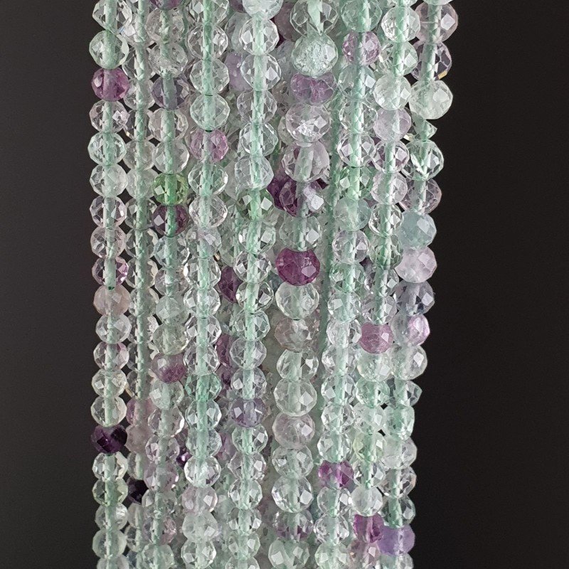 Fluorite Verde-Viola Naturale Forma Tondo Taglia Diamante, Micro Sfaccettato Machine Cut 3-3,6mm
