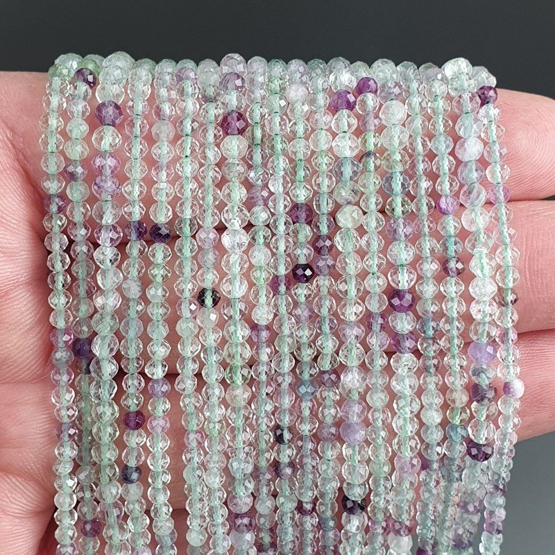 Fluorite Verde-Viola Naturale Forma Tondo Taglia Diamante, Micro Sfaccettato Machine Cut 3-3,6mm