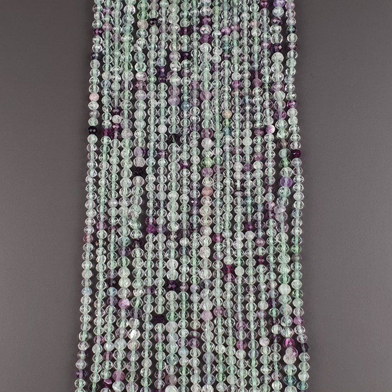Fluorite Verde-Viola Naturale Forma Tondo Taglia Diamante, Micro Sfaccettato Machine Cut 3-3,6mm