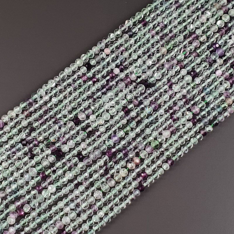 Fluorite Verde-Viola Naturale Forma Tondo Taglia Diamante, Micro Sfaccettato Machine Cut 3-3,6mm